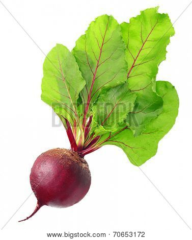 Beetroot with leaves isolated on white