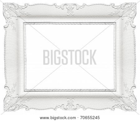 White baroque frame isolated on white background