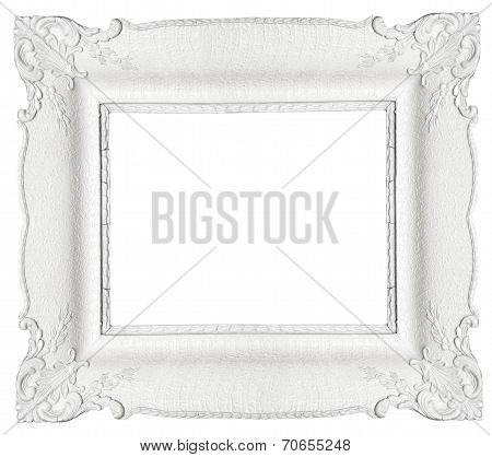 White baroque frame isolated on white background