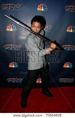 NEW YORK-AUG 13: Kenichi Ebina attends the backstage post-show red carpet for NBC's 'America's Got Talent' Season 9 at Radio City Music Hall on August 13, 2014 in New York City.