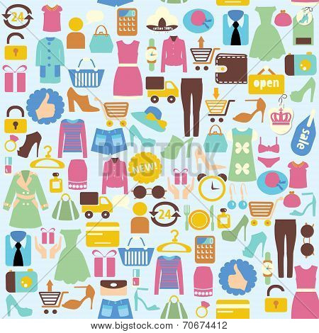 Vector Background With  Shopping Icons