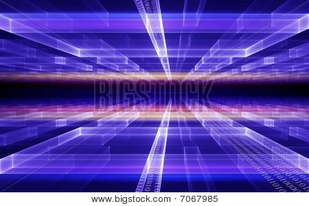 Cubic Perspective With Binary Code Data Flow
