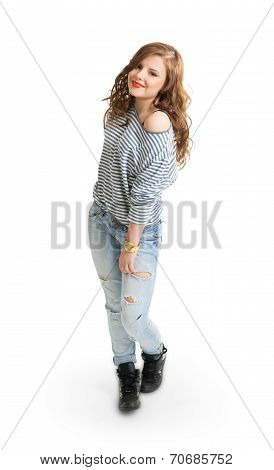 Girl in a striped vest