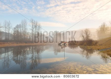 Pitt River And Golden Ears Mountain At Sunrise