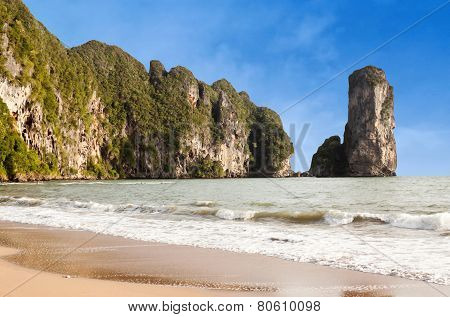 Famous Pai Plong Beach In Krabi Province, Thailand