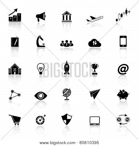Startup Business Icons With Reflect On White Background
