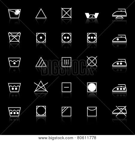 Fabric Care Sign And Symbol Icons With Reflect On Black Background