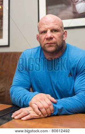 BARNAUL, RUSSIA - November 28, 2014: Jeffrey William Monson, American mixed martial artist, world champion, before the fight with Russian fighter Ilya Sheglov on November 28, 2014 in Barnaul, Russia