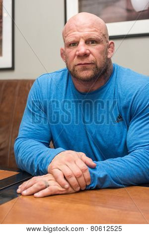 BARNAUL, RUSSIA - November 28, 2014: Jeffrey William Monson, American mixed martial artist, world champion, before the fight with Russian fighter Ilya Sheglov on November 28, 2014 in Barnaul, Russia