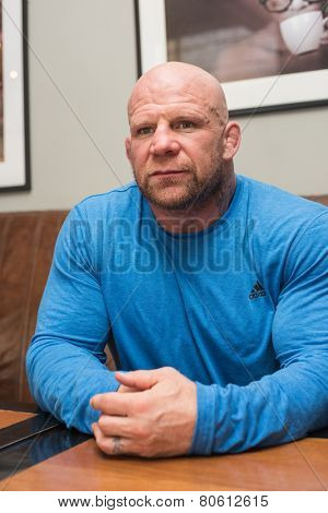 BARNAUL, RUSSIA - November 28, 2014: Jeffrey William Monson, American mixed martial artist, world champion, before the fight with Russian fighter Ilya Sheglov on November 28, 2014 in Barnaul, Russia