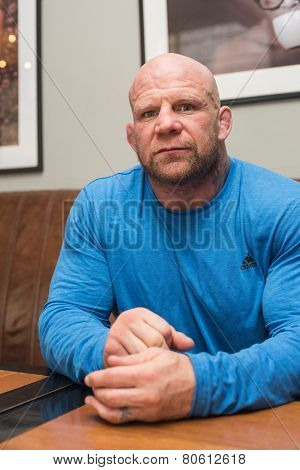 BARNAUL, RUSSIA - November 28, 2014: Jeffrey William Monson, American mixed martial artist, world champion, before the fight with Russian fighter Ilya Sheglov on November 28, 2014 in Barnaul, Russia