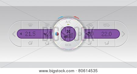 Digital Air Condition White Dashboard Design With Purple Lcd