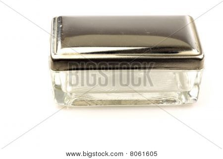 vintage glass and metal soapbox