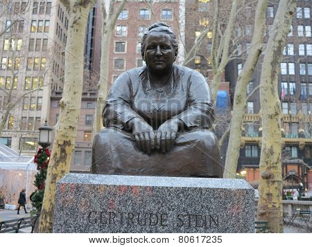 Gertrude Stein Statue at Bryant Park in New York City