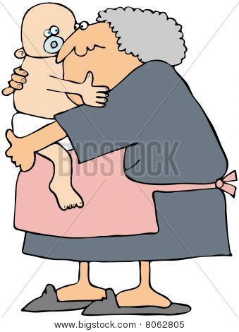 Oma mit einem baby