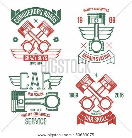 Car Engine Piston Emblems