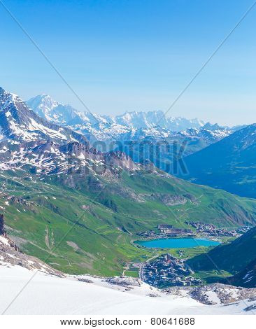 View from the Grande Motte glacier at Tignes