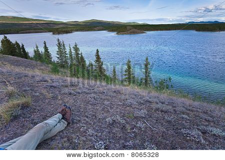 Hiker Taking A Rest