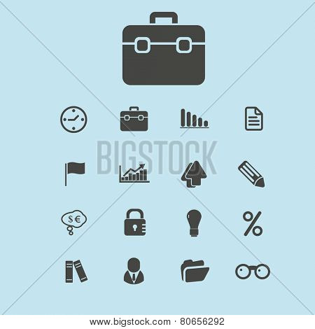 bank, finance, manager, management, office, teamwork, case icons, signs, vector illustrations