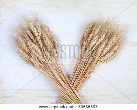 wheats on an old planked wood table
