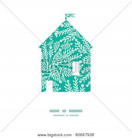 Vector emerald green plants house silhouette pattern frame