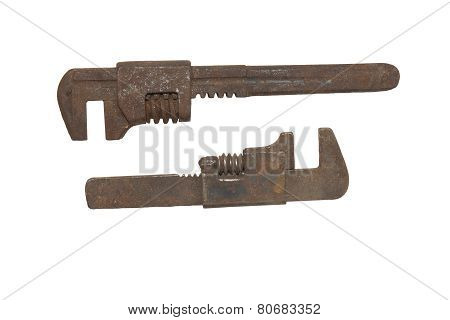 Old french wrench, adjustment spiral mortise of french wrench
