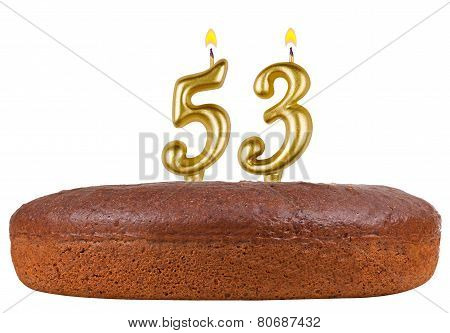 Birthday Cake With Candles Number 53 Isolated