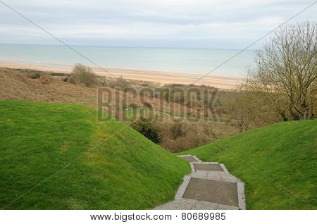 Omaha Beach In  Colleville Sur Mer In Normandy