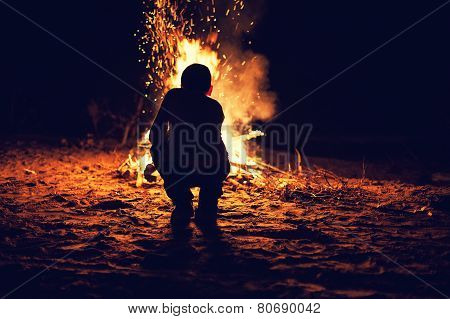 Boy Near A Bonfire