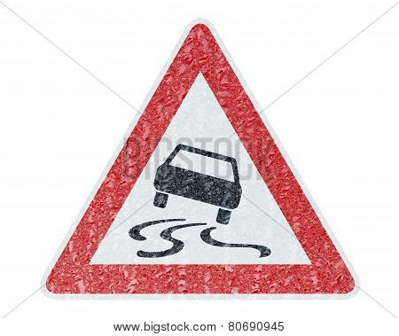 Winter Driving - Ice Covered Warning Sign - Caution Sleekness