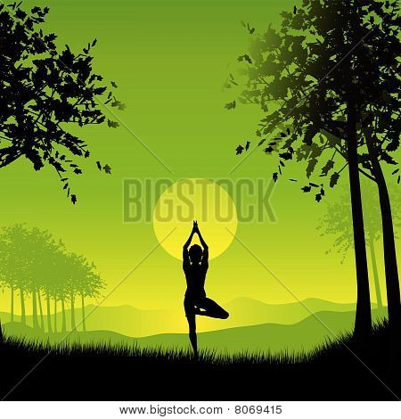 Mulher em Pose de Yoga