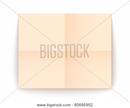 Empty old sheet of paper folded in fourfold