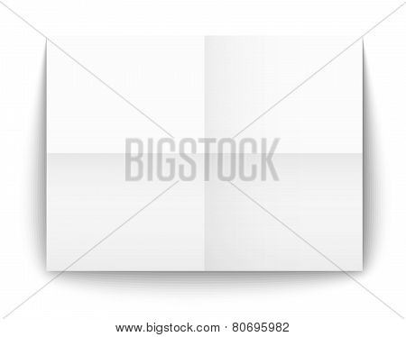 Empty white sheet of paper folded in fourfold