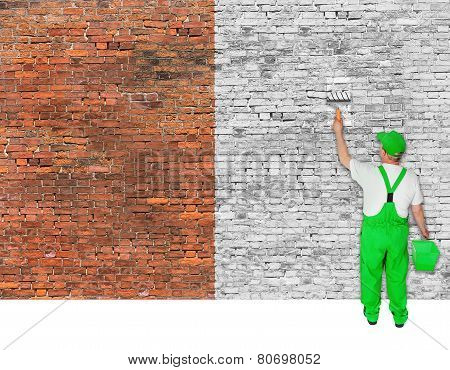 House Painter Redecorates Old Brick Wall