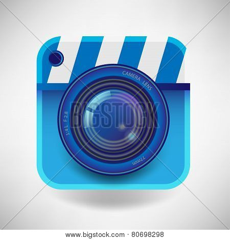 Vector Illustration Of A Single Detailed Camera Icon Isolated On Soft Background