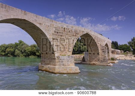 Eurymedon Rocky Bridge Over The River Near Aspendos, Pamphylia, Turkey