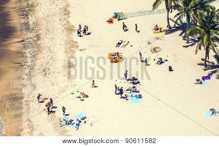 Beach With Tourists In Summer In Arrecife