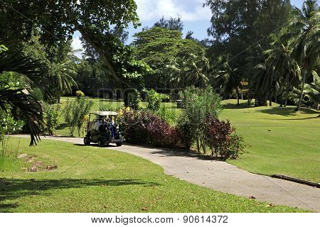 Golf car at the Constance Lemuria Resort.