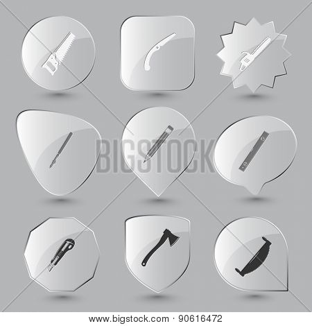 Angularly set. Raster glass buttons.