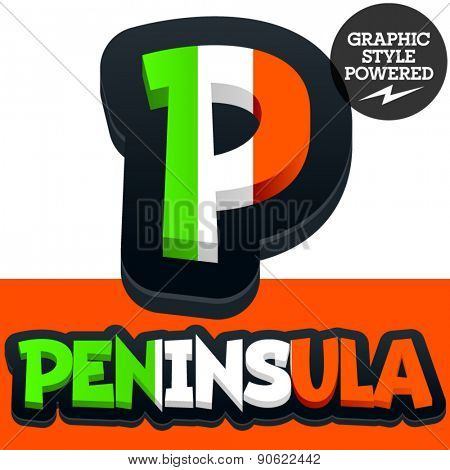 Vector set of Italian flag alphabet. File contains graphic styles available in Illustrator. Letter P