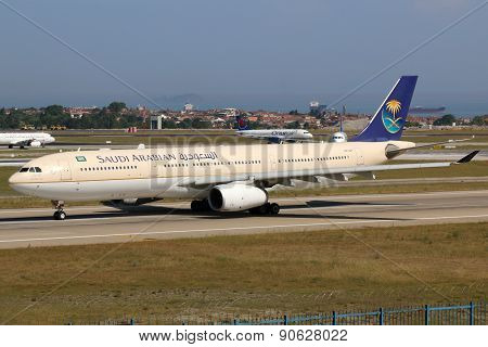 Saudi Arabian Airlines Airbus A330-300 Airplane Istanbul Airport