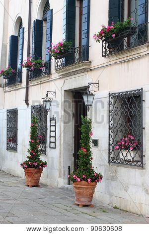 Entrance with flowers