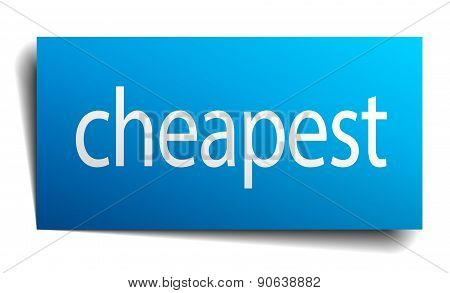 Cheapest Blue Paper Sign On White Background