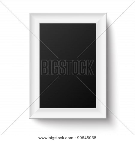 Vertical White A4 Wooden Frame For Picture Or Text Isolated