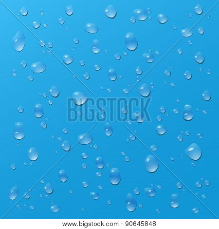 Water Drops On Heaven Blue. Environemnt Friendly Background.