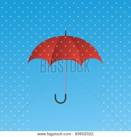 Opened Red Umbrella Protecting From Rain. Protection Symbol.