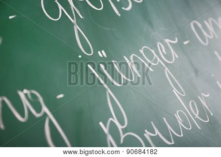 Grammar sentences on blackboard background