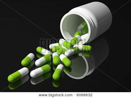 Sfondo verde capsule, nero