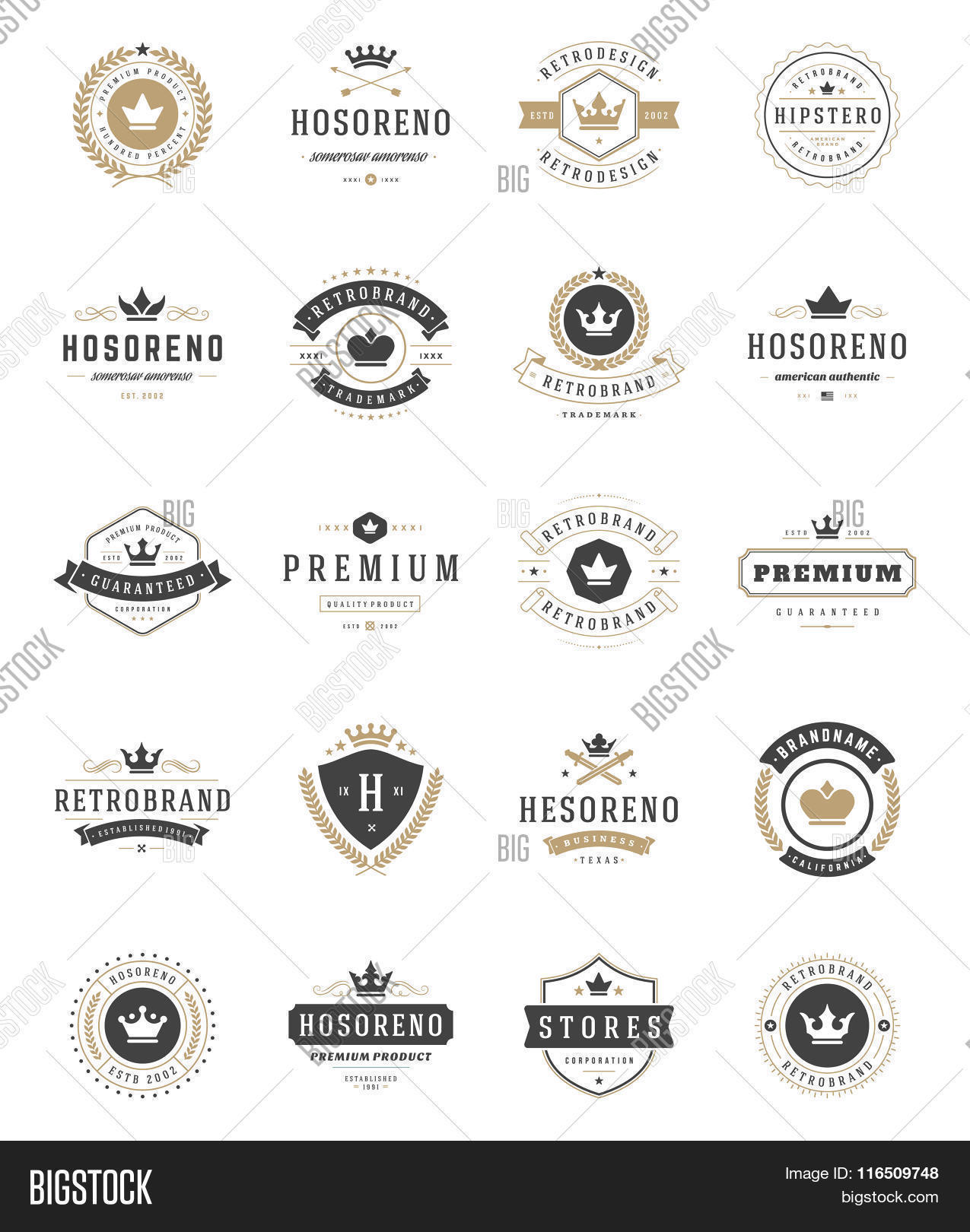 Vintage Crowns Logos Vector Photo Free Trial Bigstock