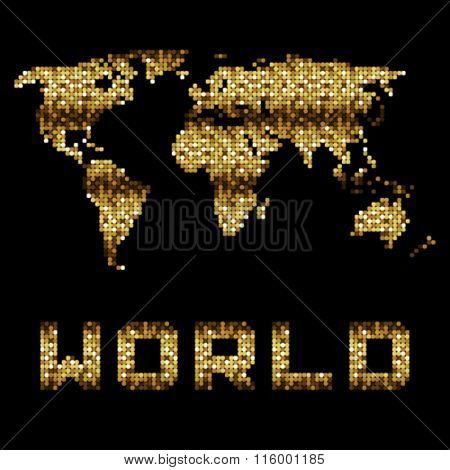 vector golden dotted world map